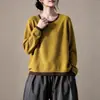 Nuevo suéter de punto de algodón de cuello redondo, con bloques de color, de doble capa para mujer, de manga larga, corte holgado, adecuado para primavera y otoño, con un estilo casual y artístico, perfecto como capa base