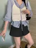 Enviado: Camisola chic coreana de outono, novo estilo, popular no Instagram, com design vazado, pode ser usada em camadas, top de malha colete para mulheres