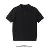 Camiseta de punto casual y elegante estilo americano con cuello polo trenzado, camiseta de verano para hombre de manga corta, delgada, corte slim, estilo old money, con elasticidad
