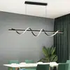 Luminária Pendente Minimalista e Luxuosa de Cristal Natural para Sala de Jantar, Iluminação Longa para Bancada de Bar, Lâmpada Designer LED em Forma de Onda, Sem Ferro