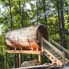 Barril en Forma Mayorista Madera de Hierro Canadiense Cedro Rojo Sauna Exterior Jardín Madera Maciza Sauna Cabina de Fitness
