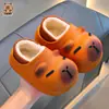 Pantuflas de Algodón de Invierno para Niños Capibara para Niños y Niñas, Calientes, Forradas de Felpa, Impermeables, Uso en Casa, Padre-Hijo, Zapatos Cerrados de Algodón para Bebé