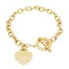 Joias Minimalistas Japonesas e Coreanas em Formato de Coração Aço Inoxidável Fecho Tipo T Ot Pulseira de Coração para Mulheres Versátil Acessório de Mão Coração de Pêssego Atacado