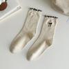 Calcetines para Mujer Calcetines de Algodón de Otoño Calcetines de Longitud Media Medias con Lazo Calcetines de Moda para Mujer Calcetines Anti-Pilling para Apilar Calcetines para Mujer