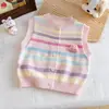 2026 Novo Cardigan Suéter Colete para Meninas Estiloso para Primavera e Outono Suéter Sem Mangas para Crianças Pequenas Colete de Tricô para Bebê Menina Peça de Roupa Externa