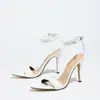 Sandalias de PU de Comercio Exterior Transfronterizas con Tacón Delgado, Punta Abierta, Tira Única, Goma, Aliexpress, Moda Versátil Europea y Americana Playa
