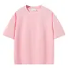 Camiseta de Manga Corta 100% Algodón 280g Colección 2025 Hombro Caído Corte Holgado Unisex Cuello Redondo Manga Media Hilo Doble 32s Transfronteriza Tallas Grandes