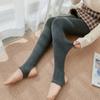 Leggings de Algodón Grueso de Canalé con Raya Vertical Forrados de Polar para Otoño e Invierno Pantalones Térmicos con Pies Pantalones de una Pieza con Pies para Mujer Venta al por Mayor