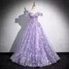 Elegante Color Morado Gasa 2026 Nuevo Estilo Temperamento Un Hombro Solo Vocal Arte Examen Actuación Reunión Anual Anfitrión Vestido Formal