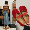 Sapatos Femininos Mary Jane Planos Rasos com Tira no Dedo, Solado Macio, Split Sintético, Estilo Vintage Artístico Retro para Primavera e Outono de 2026