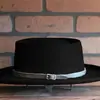 Venta Directa de Fábrica Sombrero de Fieltro de Oveja, Elegante Sombrero Pork Pie, Sombrero de Fieltro de Lana Pura de Color Sólido con Ala Ancha