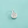 Accesorios de plata pura S999, etiqueta de texto electrochapada, colgante de auspicio, fortuna, alegría, paz, riqueza y prosperidad para pulsera y charm DIY