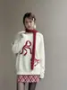 [Festa do Laço] Suéter Pulôver Redondo Jacquard Laço Geming Feminino Manga Longa Inverno S8038F