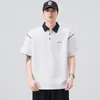 Camiseta de manga corta con cuello para hombre, algodón de seda helada para verano, nueva tendencia 2026, camisa POLO holgada, top fino de media manga
