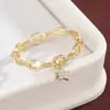 Venta Caliente Transfronteriza Lujo Ligero Retro Hebilla de Cuerda de Bronce Anillo de Estrella Pequeña Anillo de Forma Circular de Bronce para Dedo Venta Directa de Fábrica