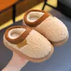 Pantuflas de algodón para niños de invierno, unisex, cálidas y con forro polar, adecuadas para usar en interiores, estilo padre-hijo, disponibles en tallas pequeña, mediana y grande, con diseño de talón cerrado