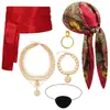 Set de Disfraz para Fiesta de Halloween Diadema Cinturón Collar Máscara de Ojos Accesorios de Disfraz Cosplay Pirata