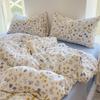 Juego de Cama de Algodón Arrugado Suave y Delicado para la Piel al por Mayor para Hogar y Dormitorio Sábanas y Fundas de Edredón Juego de Cama de Cuatro Piezas