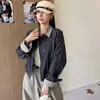 Jaqueta Trench Coat Patchwork Listrado Estilo Coreano Falsa Peça Dupla Feminina Primavera/Outono Novo Temperamento de Alto Padrão Versátil Gola Alta Top Curto