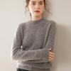 2024 Outono e Inverno Nova Cashmere Solto Feminino Meia-gola Alta Malha Base Camisa Simples Moda All-match Pele-friendly