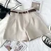Shorts de traje de cintura alta para mujer, nuevo estilo coreano primavera/verano 2026, aptos para petite, adelgazantes y con un toque de alta gama, shorts ajustados de pierna ancha en línea A