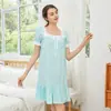 Algodón retro corte princesa europeo y americano vestido manga corta falda corta talla grande comercio exterior alta gama camisón ropa de casa casual venta al por mayor