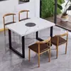 Novo Modelo Fogão de Indução Integrado à Mesa de Jantar para Uso Residencial e Comercial, Hot Pot e Churrasqueira para 4 Pessoas, Mesa de Mármore Sem Fumaça, Venda por Atacado