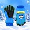 Crianças de 3 a 17 anos, crianças luvas infantis grossas à prova de frio, à prova d'água, à prova de vento, antiderrapantes, quentes, de algodão para neve para esqui, inverno