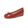 Sapatos rasos femininos personalizados estilo francês, bico quadrado, sem cadarço, com laço, sola grossa, aumento interno de altura, corte baixo, sapatos femininos plus size