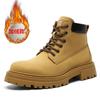 Botas Martin para Hombre Otoño e Invierno 2024 Moda Casual Estilo Coreano Botas de Ruibarbo Forradas de Felpa Engrosadas Cálidas Botas de Cuero de Moda de Una Pieza