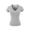 25013-Camiseta de Moda de Estilo Europeo y Americano con Cuello en V Versátil para el Hombro Derecho para Mujer 2025 Nueva Sexy Ajustada para Usar Debajo Top