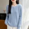 Cardigã Jacquard Vazado Redondo para Primavera e Outono para Mulheres, de Botão Único, Manga Longa, Solto, Tricô Macio e Aderente, Roupa de Fora para Deslocamento Suave