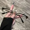 Gafas de Hombre de Moda Tecnológicas de Media Montura Lente Transparente Montura Cuadrada Marco para Ojos de Cara Grande