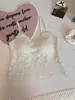 2026 Nueva Camisola de Encaje Vintage de Seda de Hielo para Mujer, Versátil y Cómoda con Almohadillas en el Pecho, Hermoso Diseño en la Espalda, Adecuada para Usar Tanto por Dentro como por Fuera