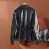 Jaqueta de Couro Curta Haining Nova para Mulheres Primavera e Outono, Modelagem Slim Fit Estilo Biker com Gola Reversível, Casaco de Couro Tamanho Grande