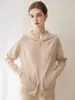 Suéter de cashmere 100% Kangsainisha LP mesmo estilo para mulheres, cardigã de tricô com capuz, casaco suéter solto e modelador