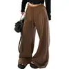Moda Outono calça simples de cintura alta de perna larga regular para mulheres, nova reta solta emagrecedora com caimento calça esportiva