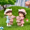 Novos acessórios de decoração de paisagem em miniatura com tema de urso para DIY de mesa e bolo, figuras de casal de ursos de pijama, artesanatos