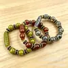 Pulsera Columna del Cielo de Tres Nueve Ojos Ágata Calcedonia Unisex Cuentas Budistas de Rezo del Tíbet Ojo del Cielo Estilo Étnico Pulsera de Cuentas de Jade Venta Directa