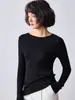 Suéter de manga larga, de lana pura, a rayas, cuello redondo, de alta calidad, con efecto adelgazante, versátil para otoño e invierno, y que irradia un estilo elegante
