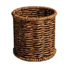 Tubo de Armazenamento para Pincéis de Maquiagem de Rattan de Imitação Retrô Porta-Canetas Caixa Organizadora Rack de Armazenamento para Lápis de Sobrancelha Cosméticos de Mesa
