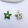 Cobre Chapado en Oro Conserva el Color Zircón Microincrustado Estrella de Cinco Puntas 3D Colgante Hecho a Mano DIY Colgante de Collar Pulsera Encanto Pequeño