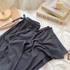 Calças curtas de seda gelo com textura curta de 145 cm, pernas largas, femininas, verão, 150, calças casuais retas e de cintura alta