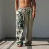 Estação Independente Transfronteiriça Primavera Nova Casual Cordão Retrô Impressão Digital 3D Calça de Praia Masculina