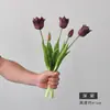 Ramo de Tulipanes Artificiales de Goma Suave para Decoración de Mesa en Hogares y Hoteles, 5 Tulipanes Artificiales