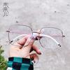 Moldura grande quadrada de metal simples anti-azul luz plana para homens e mulheres Reparo facial Moldura de espelho míope artística leve