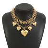 N12305 Collar de cadena con colgante de amor de viento de metal de hip-hop transfronterizo europeo y americano con personalidad exagerada y cadena de clavícula geométrica