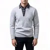 Nuevo suéter de punto base para hombre, estilo dos piezas con cuello de camisa a cuadros, estilo europeo y americano transfronterizo, suéter casual de moda