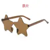 Nuevas gafas de sol sin montura de color caramelo personalizadas con forma de estrella para fiesta fiesta fiesta divertidas de cinco puntas de una sola pieza
