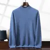 Suéter de Cachemira de Color Sólido para Hombre Cuello Medio Alto Delgado Capa Base Casual de Negocios Holgado Talla Extra Suéter Base de Punto